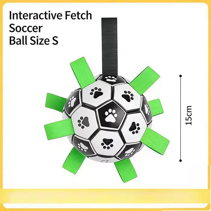 Ballon de football pour chien cuir flottant avec languettes interactives pour mâchage et jeu en plein air et en eau occasions spéciales chiens agressifs mordants