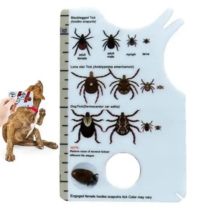 Collier pour chiens avec carte à tiques multifonctionnelle et loupe pour protection contre les tiques en élasthanne白色