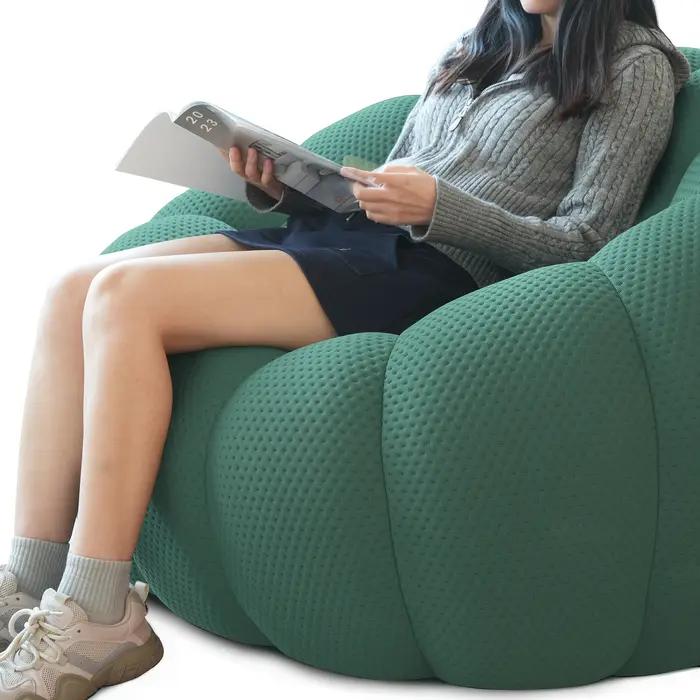 Canapé incurvé confortable de 98.43 pouces, tissu en maille en forme de nid d'abeille 3D, pouf pour