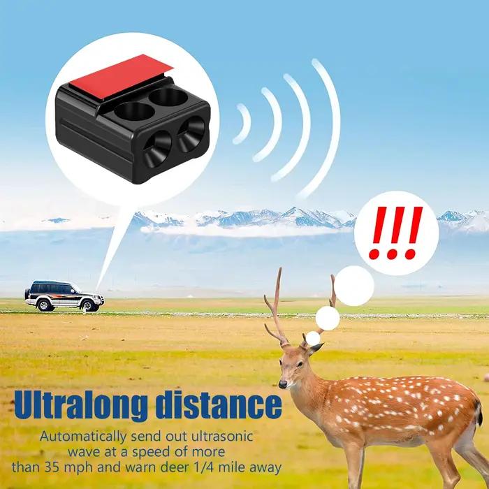 4 répulsifs anti-collision cerf pour véhicule - Dispositif d'alerte animaux sauvages avec sirène