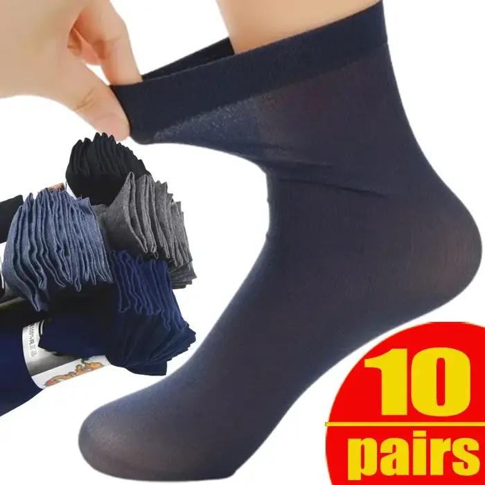 10 Paires Chaussettes Homme Été Soie Glacée - Ultra Fines Respirantes Printemps Bureau Fibre Bambou
