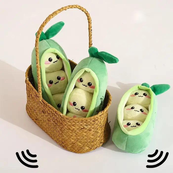 Jouet en peluche pour chien en forme de coquille de pois
