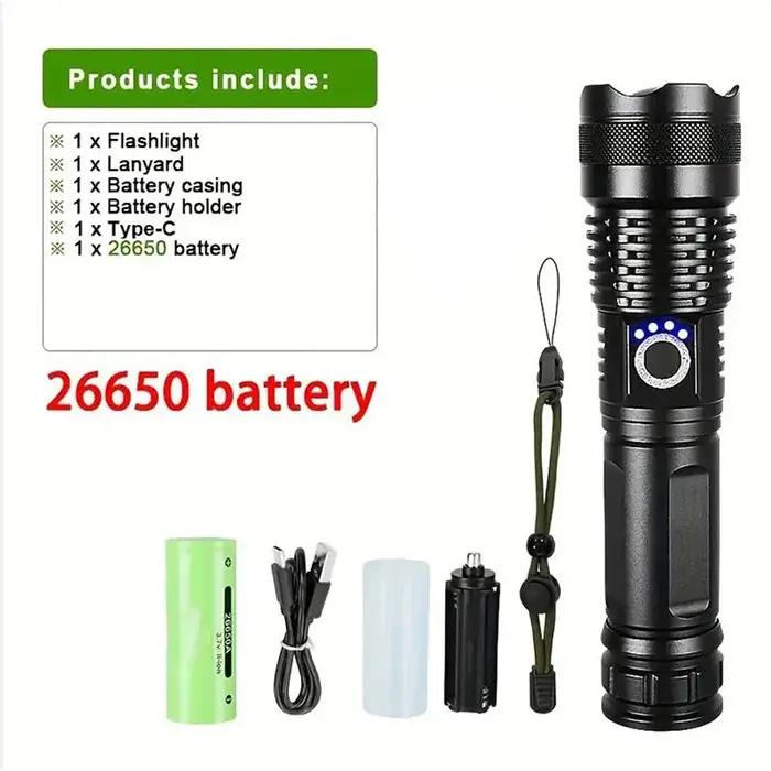 Lampe de Poche LED Mikenoon Haute Puissance avec Zoom Télescopique pour Camping et Activités Extérieures