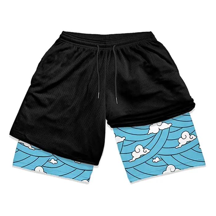 Short de sport athlétique 2 en 1 pour hommes, short élégant imprimé 3D avec poches, séchage rapide,