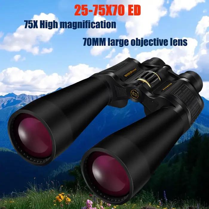 BORWOLF Jumelles à objectif large 25-75X70, optique FMC, télescope haute puissance pour la chasse et