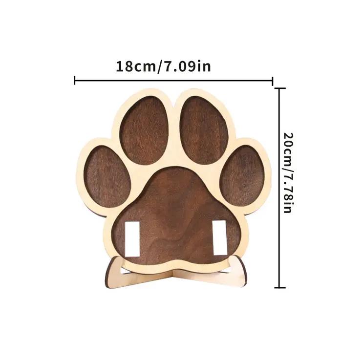 ♤ Cadre photo pour animaux de compagnie en forme de patte - Présentoir multi-photos en bois avec sup