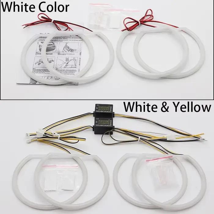 Pour BMW série 5 E39 525i 528i 530i 540i blanc jaune double et blanc coton LED Angel Eyes Kit anneau