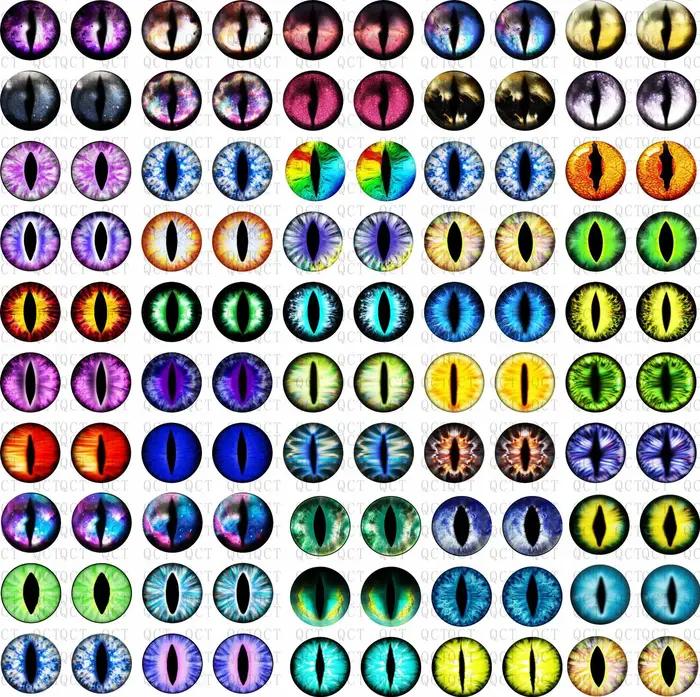 Lot de cabochons ronds en verre à beurre, 6/8/10/12mm, lot de 50 pièces, œil de dragon, chat, par pa