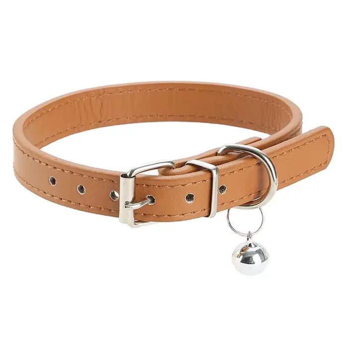 Collier en cuir pour chiens avec cloche style simple pour animaux de compagnie durables pour promenades et occasions spéciales