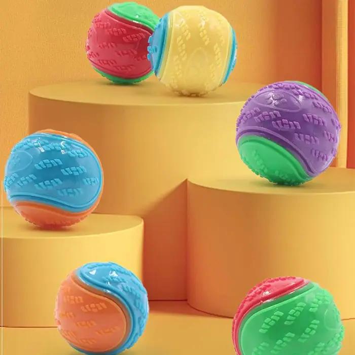 Balle d'entraînement pour chien, 3 pièces, jouets couineurs pour petits chiens, balle pour nettoyer les dents, jouets à mâcher pour chiots, balles d'entraînement en plein air pour animaux de compagnie
