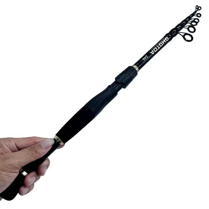 Canne à pêche télescopique 1.6-2.4m ultra légère spinning casting carbone leurres 10-30g accessoires pêche