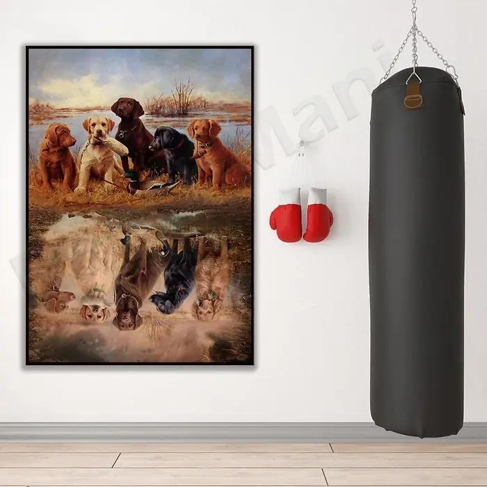 Affiche de chasse de chiens de canard et sauvagine impression sur toile européenne style cadre interne pour décoration maison occasions spéciales