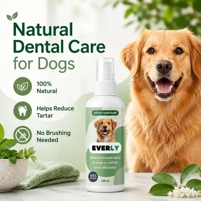 Spray de soin dentaire pour chien 100 ml, spray d'hygiène buccale sans brossage - rafraîchisseur d'haleine naturel, nettoyage dentaire à base de plantes sans alcool