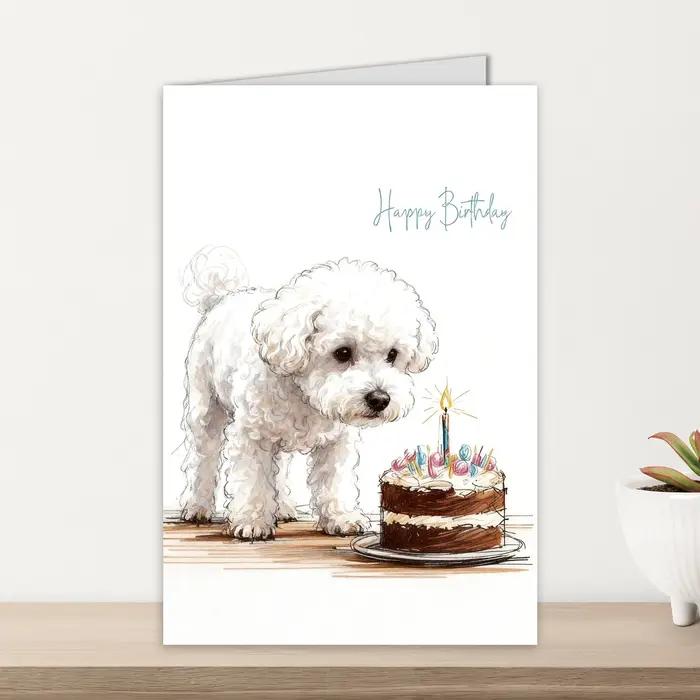 Carte d'anniversaire avec enveloppe illustrée de chiens mignons en dessin animé.