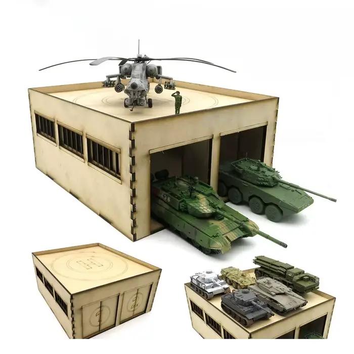Bâtiments en bois à assembler 1/72 modèle de scène Seconde Guerre mondiale salle de commandement barricades ponts entrepôt gare jouets faits à la main pour collectionneurs