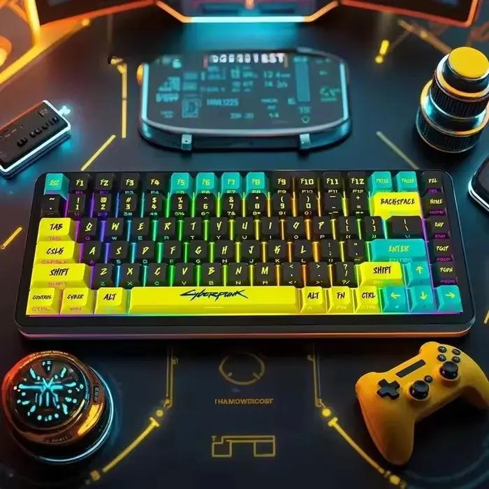 Cyberpunk 129 Key Original Factory Side Engraved Translucent Keycap Pbt Keycap Custom Adapted Wooting Keyboard Decoration Keycap