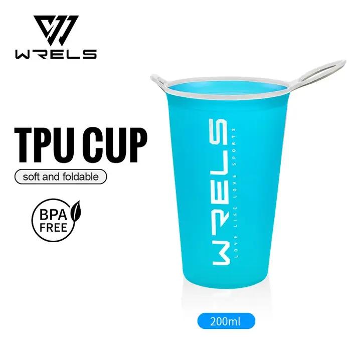 WRELS 200ml tasse pliable TPU tasse d'eau courante pliable réutilisable portable pour la course à pied escalade Marathon-BPA tasse d'eau gratuite