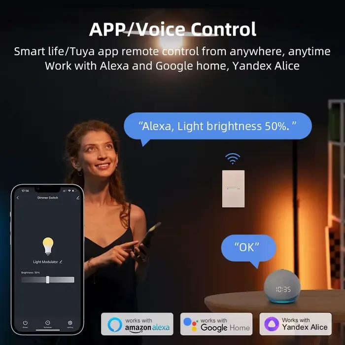 AVATTO – variateur de lumière intelligent WiFi, interrupteur tactile, 1/2 gang, panneau en verre, co