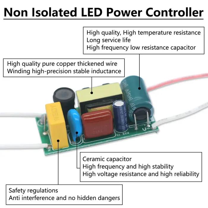 Contrôleur de puissance LED Non isolé 24-36W, pilote LED DC80-120V AC220-240V, alimentation 300mA, t