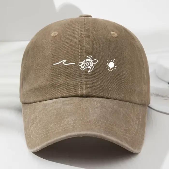 Casquette de baseball imprimée à motif de tortue pour le style décontracté quotidien, casquette à be