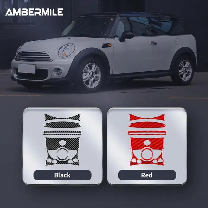 Autocollant de couverture de panneau de bouton de commande centrale de voiture, en Fiber de carbone