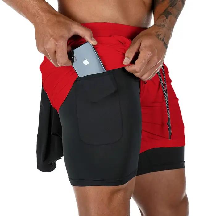 Short de course camouflage pour hommes, Short de sport 2 en 1, séchage rapide, entraînement, Fitness