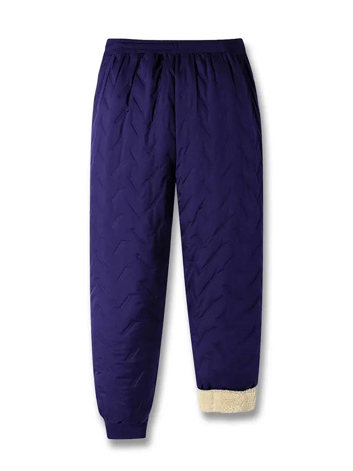 Pantalon de survêtement d'hiver homme décontracté en polyester avec doublure en laine et peau d'agneau pour les occasions quotidiennes et les activités en plein air
