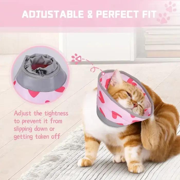Collier de récupération réglable pour chat après opération, protection anti-morsure, cône de cou, élégant et doux pour chats récupération post-opératoire