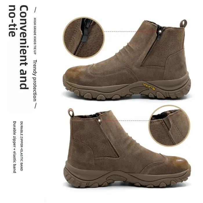 Chaussures de sécurité en cuir respirant à enfiler avec embout en acier, résistantes aux chocs, aux perforations, à la chaleur, aux étincelles et au soudage, durables