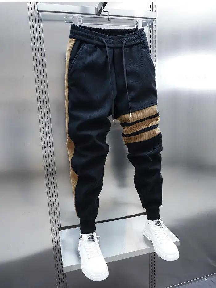Pantalon harem patchwork rayé homme - Style streetwear décontracté luxe jogger sweatpants