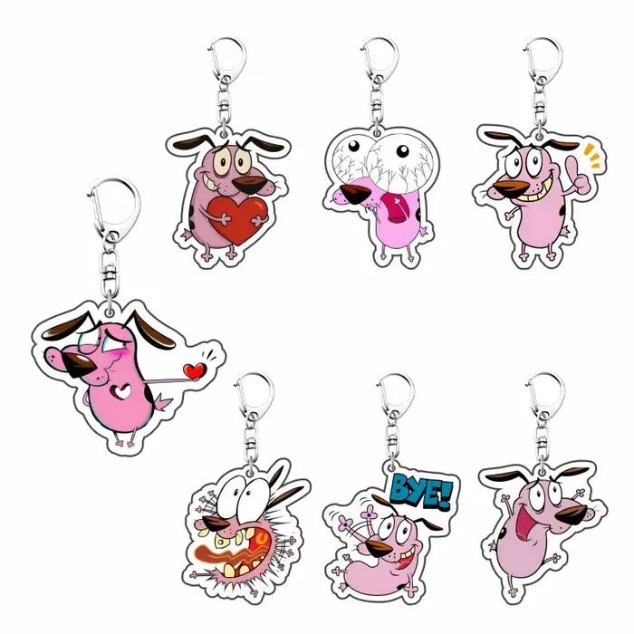Dessin animé "Courage du chien lâches" 6 cm acrylique mignon Expression Pack porte-clés sac à dos cintre décoration Collection Fan cadeau