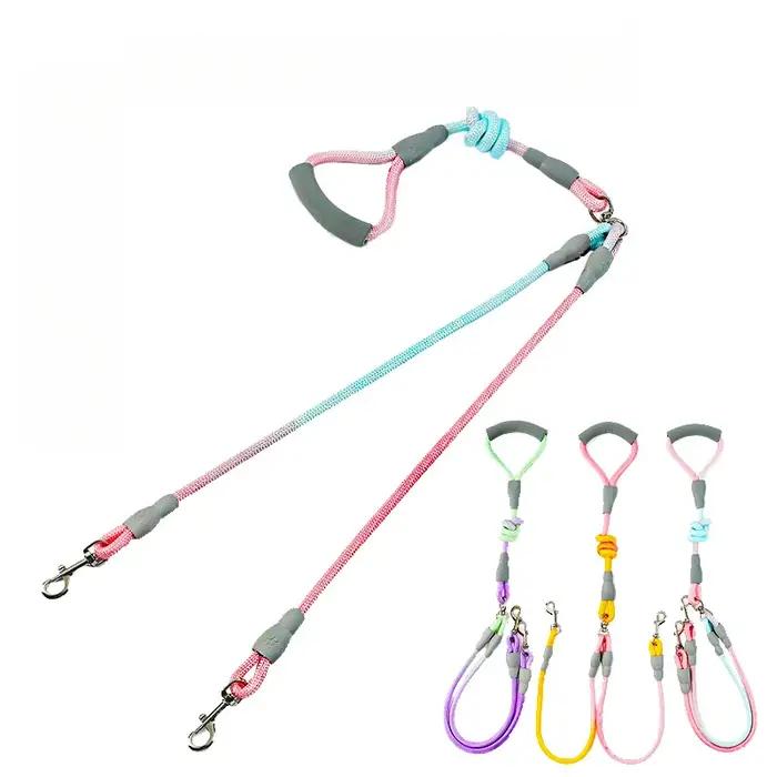 Laisse double pour animaux de compagnie avec dégradé de ton bijou, conception sécurisée pour les propriétaires d'animaux arabes, dégradé double ton durable pour les amateurs d'animaux moyens
