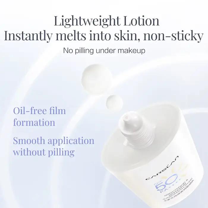 CARSLAN – Lotion solaire éclaircissante et blanchissante, légère, Non collante, imperméable, pour le