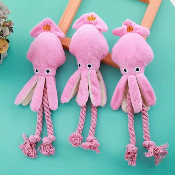 Jouet Poulpe Couineur Squeaky Pour Chats Jouet à Mâcher en Corde de Coton Anti-Ennui Pour Animaux de Compagnie Occasions Spéciales
