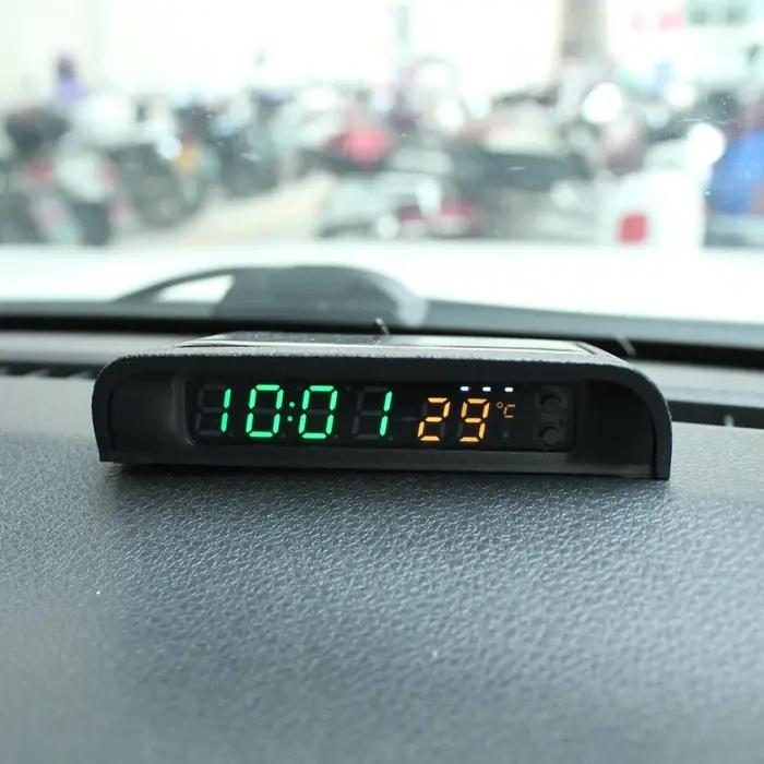 Horloge numérique de voiture solaire, thermomètre à double affichage couleur, interrupteur intellige