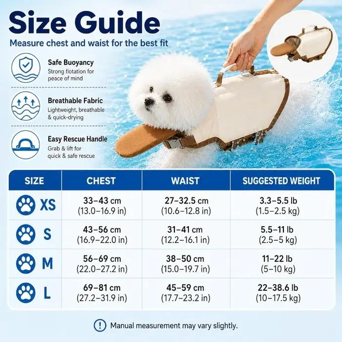 Gilet de sauvetage pour chien avec poignée de sauvetage