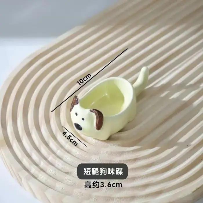 Assiette en céramique mignonne chien créatif sauce d'assaisonnement petite assiette cuisine domestique restaurant accessoires de table occasionnels cadeau fantaisie