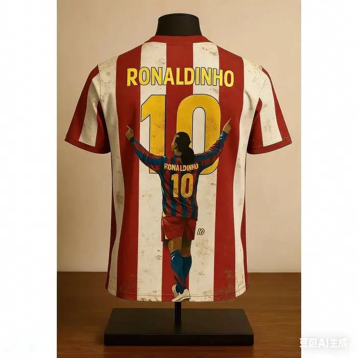 Barca Stripe Ronaldinho # 10 maillots de football imprimés