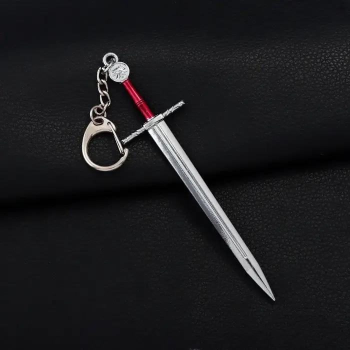 Porte-clés tête de loup sauvage ornement épée acier geralt loup blanc pendentif chasseur de démons fantastique pour homme femme occasionnels spéciaux