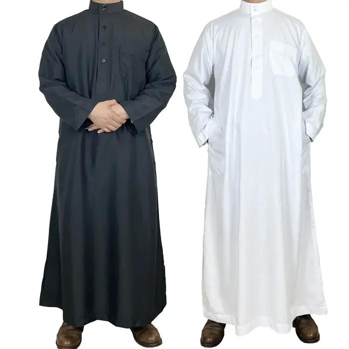 Thobe décontractée en polyester pour homme, vêtement traditionnel arabe, style oriental, multi-saisons, idéal pour cérémonies et événements spéciaux