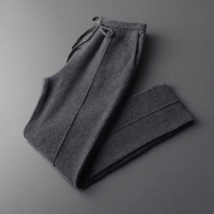 100% laine mérinos pull hommes costume col Cardigan pantalon ensemble intelligent tricots décontract
