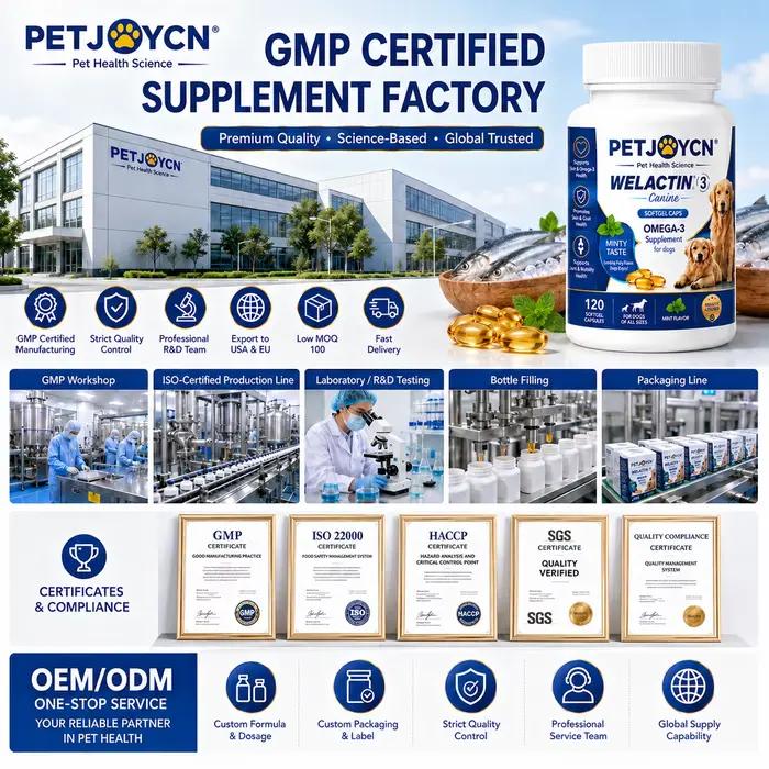 Gélules d'huile de poisson Oméga-3 OEM pour chiens