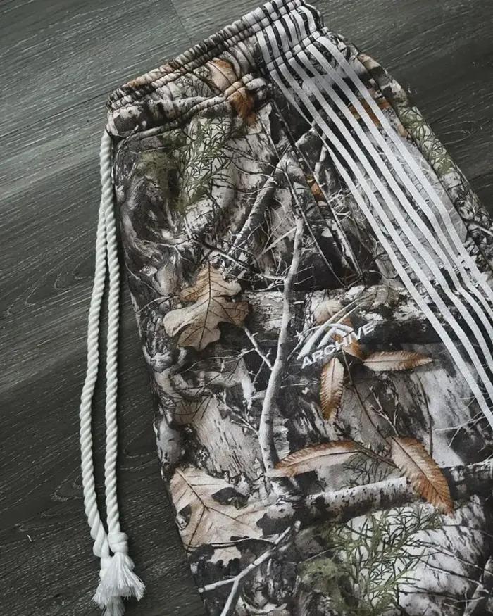 Pantalon cargo jogger camouflage feuilles unisexe pour chasse tactique - Qualité premium avec cordon de serrage