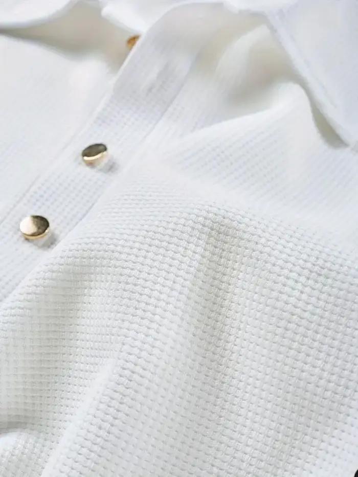 Polo à manches longues en tricot gaufré pour homme Volvik, coupe ajustée, color block, polo de golf