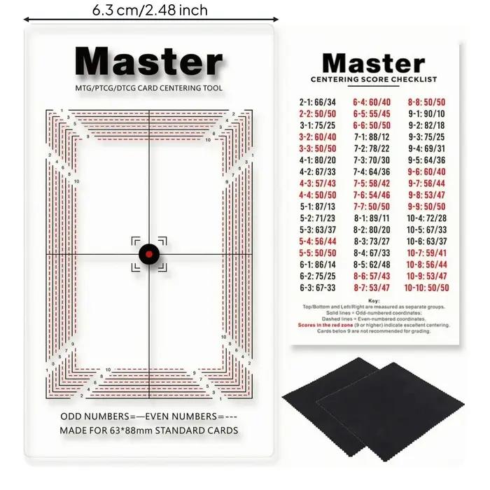 Outil de centrage avec marquages rouges à trait, planche de centrage pour cartes à collectionner, ci