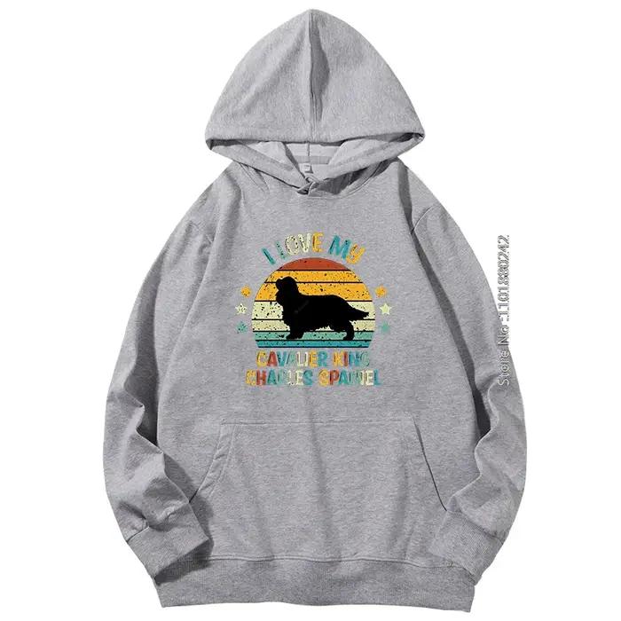 Sweat à capuche Cavalier King Charles épagneul vintage rétro pour hommes printemps automne décontracté
