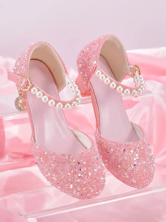 Chaussures à talons hauts de Style princesse pour filles, avec décoration pendentif étoile brillante
