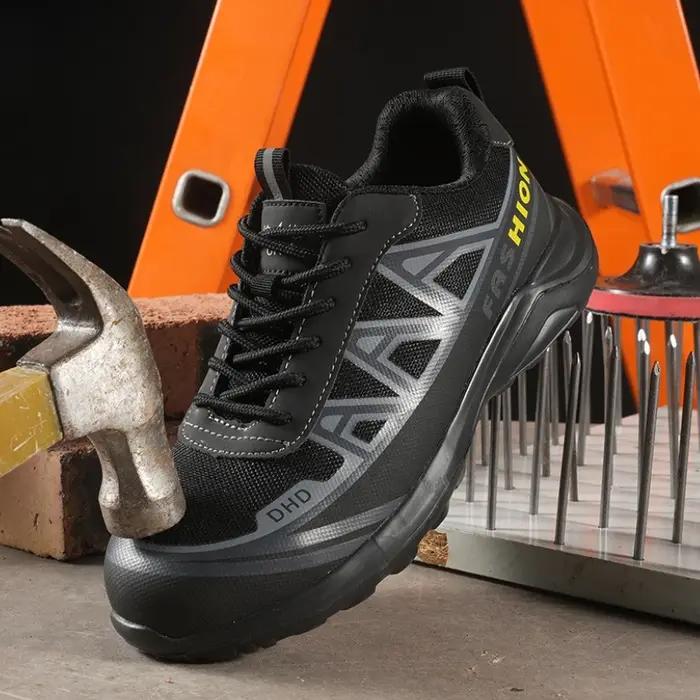 Chaussures de sécurité pour homme anti-écrasement anti-perforation bout en acier résistantes à lusure baskets indestructibles pour travailleurs constructions ateliers usines