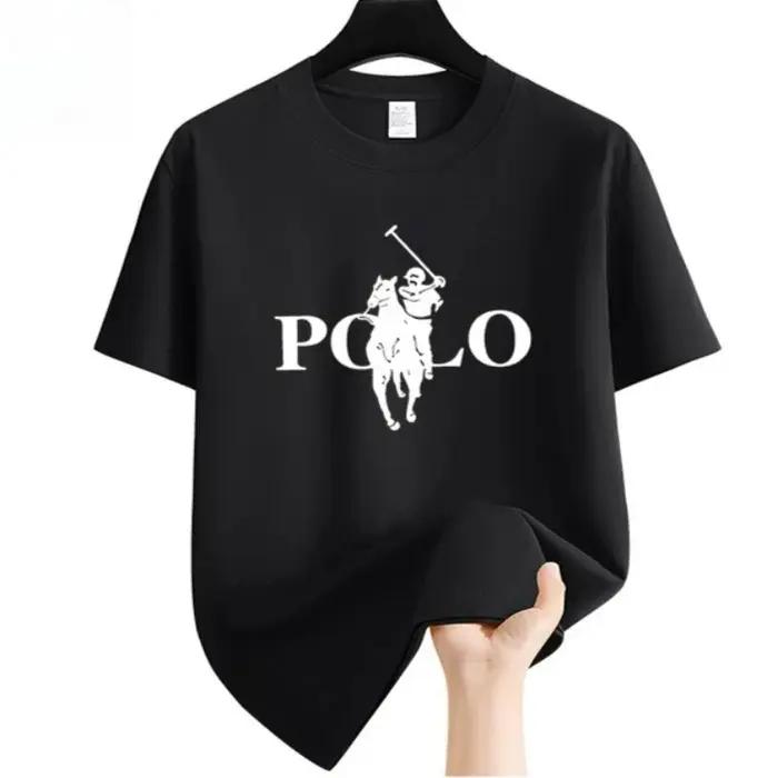 T-shirt en polyester décontracté pour hommes, imprimé, col rond, léger et respirant, parfait pour l'été et les journées décontractées