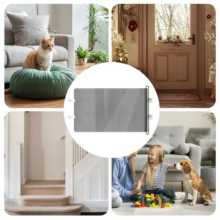 Barrière rétractable pour animaux de compagnie sans perçage